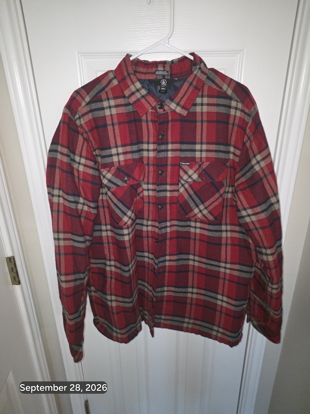 Quiksilver Red Plaid Lightweight Shirt Jacket